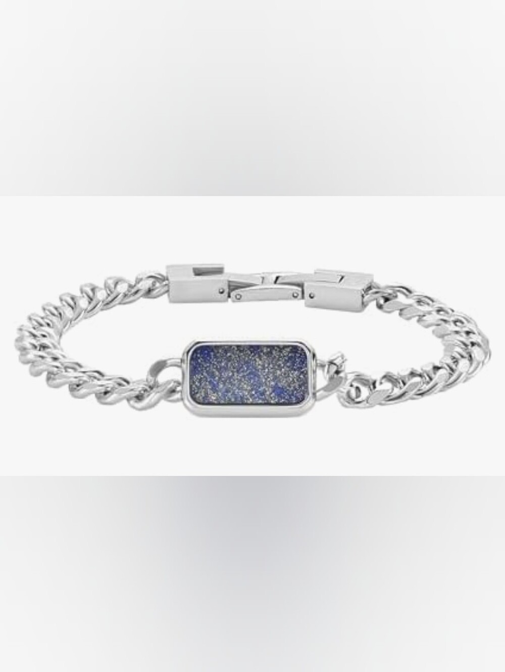 Geoffrey Beene Men's Rectangle Natural Stone Stainless Steel Chain Bracelet